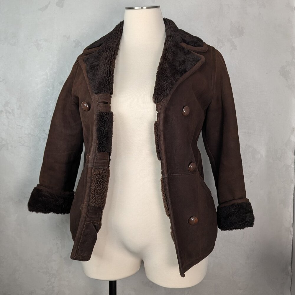 Unbranded Brown Faux Suede, Faux Shearling Coat